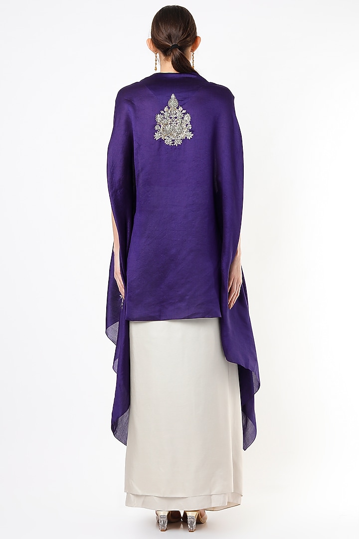 Clear Purple Embroidered Cape Set by Jayanti Reddy at Pernia's Pop Up Shop