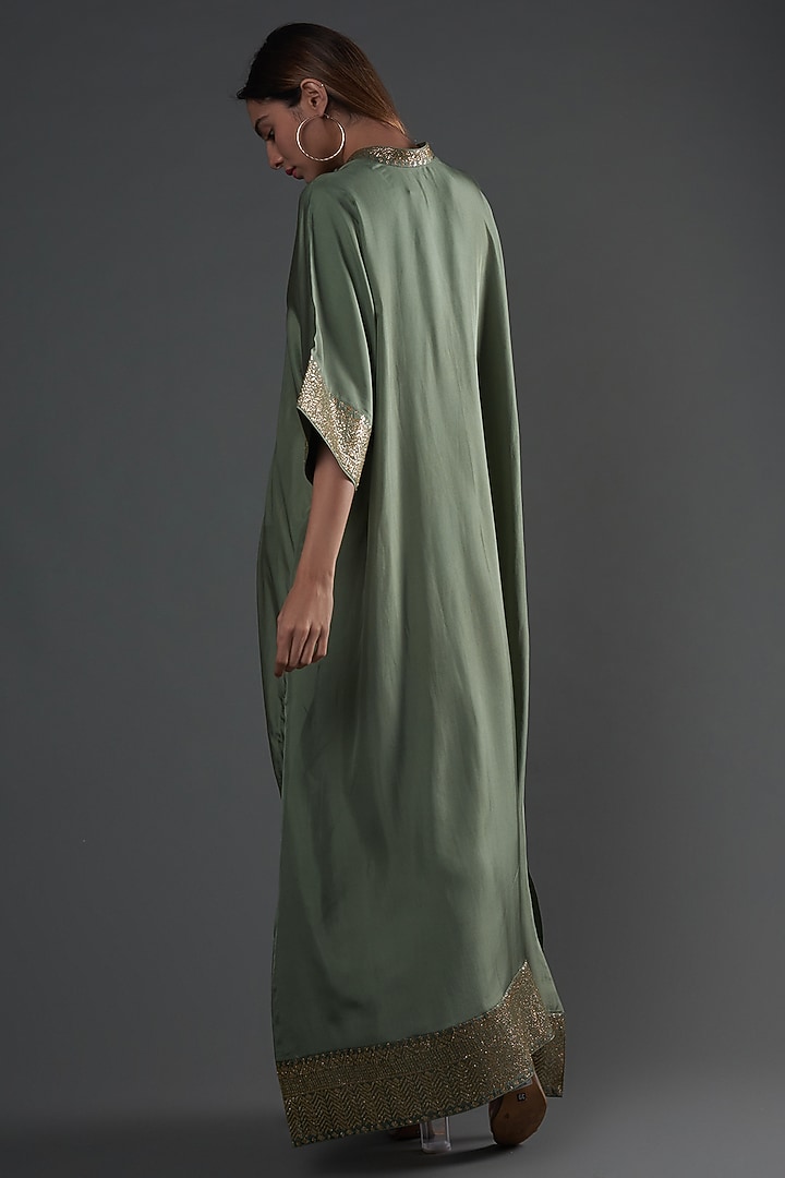 Green Silk Kaftan by Jayanti Reddy at Pernia's Pop Up Shop