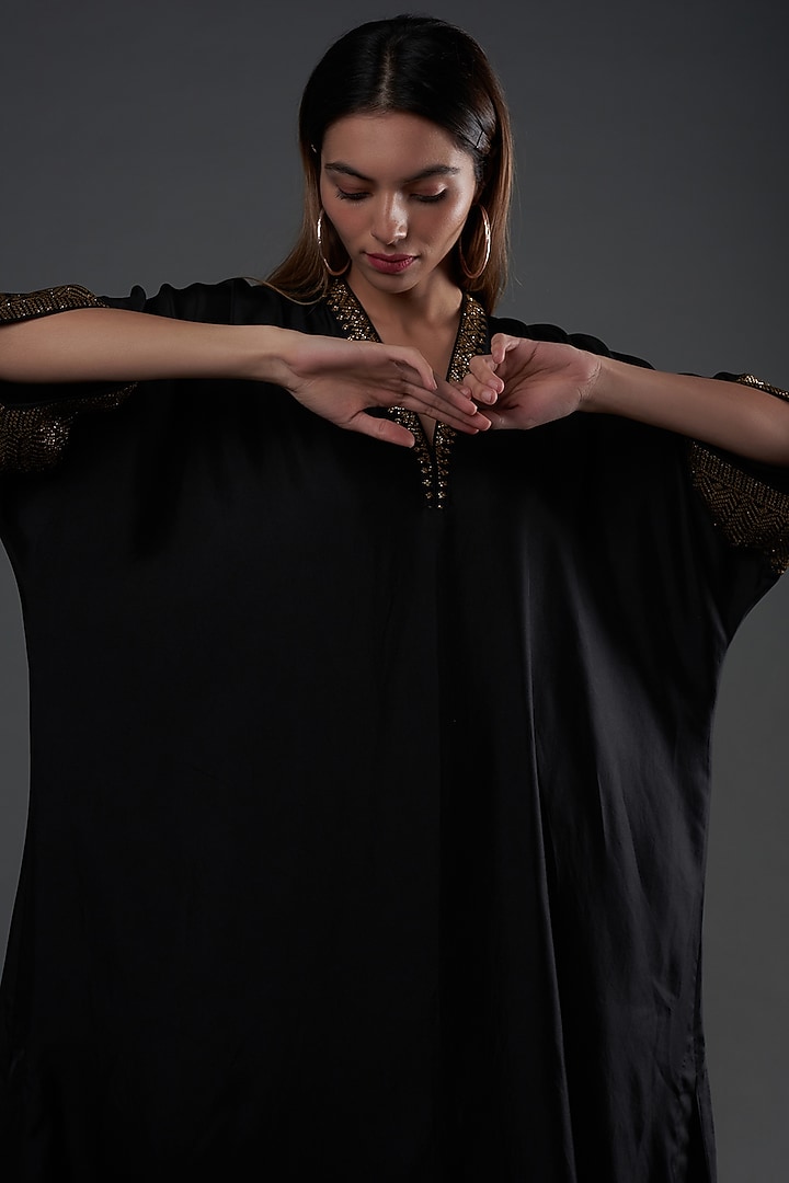 Black Silk Kaftan by Jayanti Reddy at Pernia's Pop Up Shop
