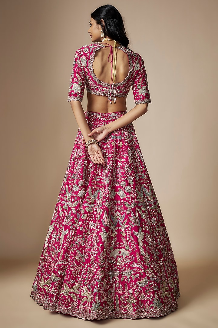 Pink Silk Zari Embroidered Bridal Lehenga Set by Jayanti Reddy at Pernia's Pop Up Shop