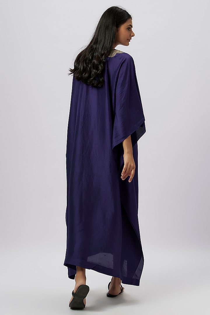 Purple Silk Zari Embroidered Kaftan by Jayanti Reddy at Pernia's Pop Up Shop
