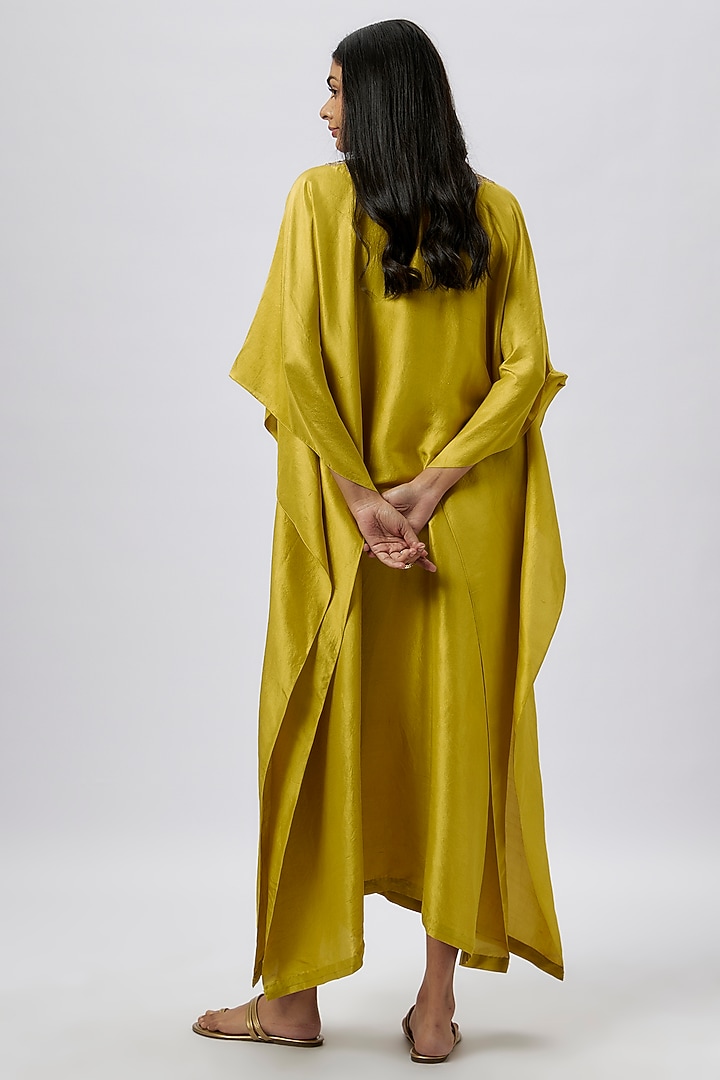 Lime Green Silk Zari Embroidered Kaftan by Jayanti Reddy at Pernia's Pop Up Shop