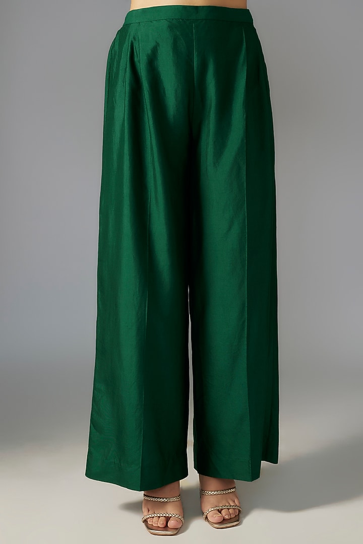 Emerald Green Silk Zari Embroidered Wedding Anarkali Set by Jayanti Reddy at Pernia's Pop Up Shop