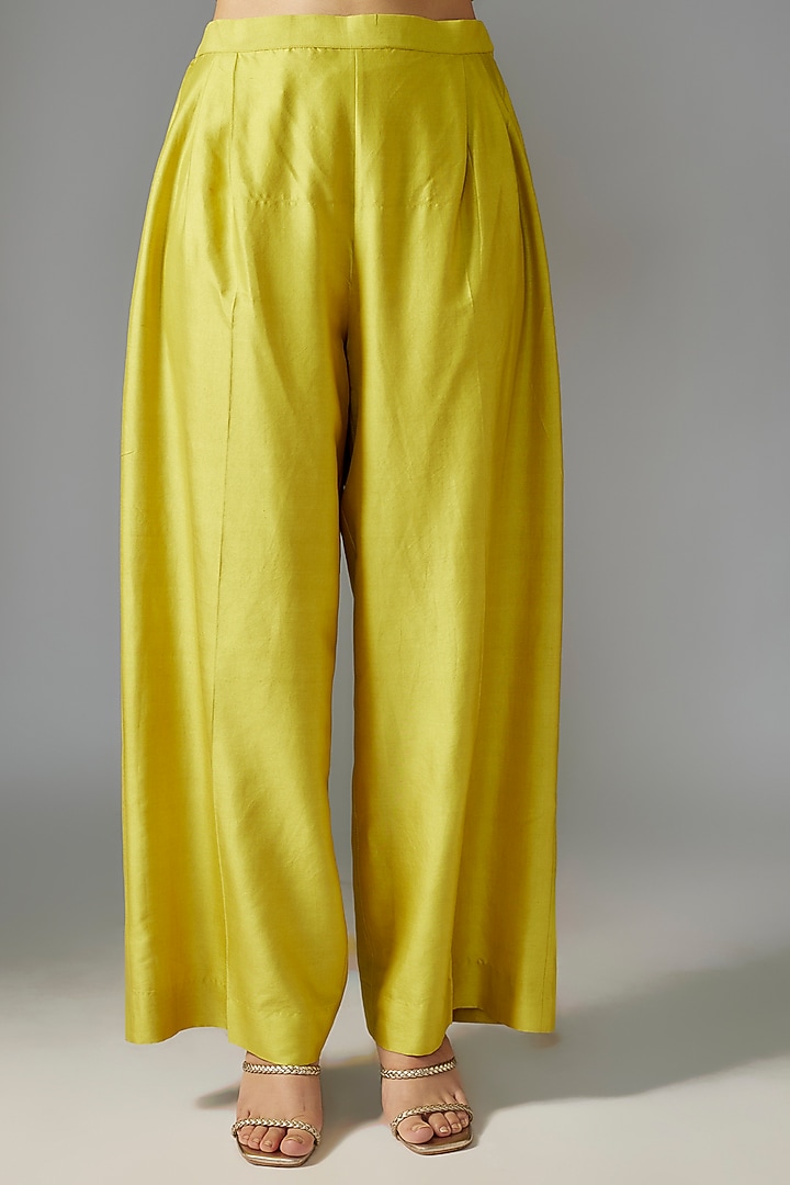 Lime Green Silk Zari Embroidered Wedding Anarkali Set by Jayanti Reddy at Pernia's Pop Up Shop
