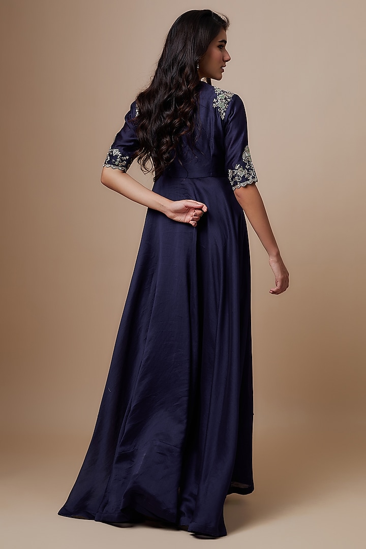 Purple Silk Zari Embroidered Wedding Anarkali Set by Jayanti Reddy at Pernia's Pop Up Shop