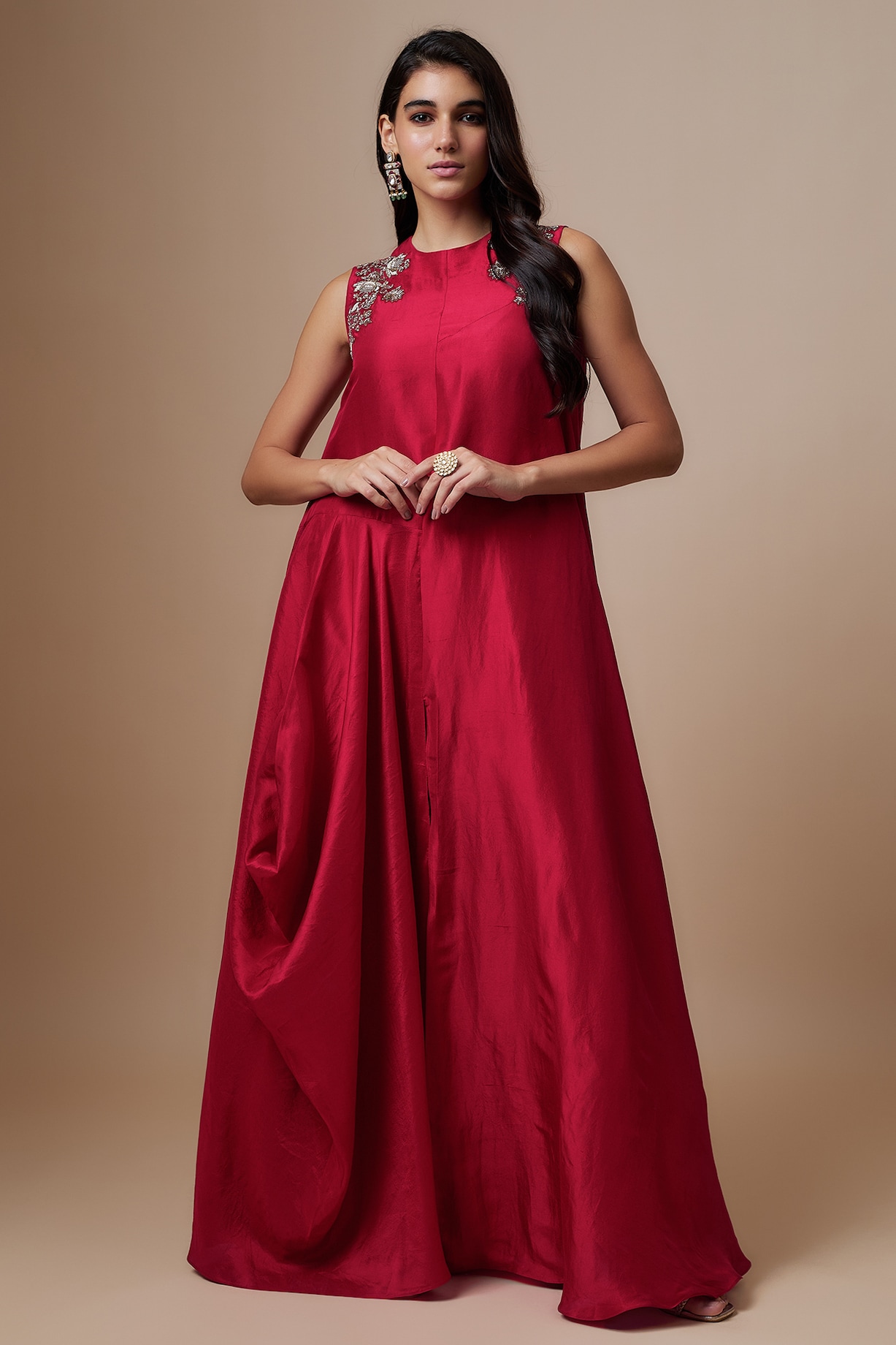 green emerald velvet dress Red Chiffon Summer Long Dress Red / US 12