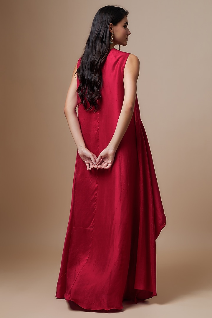 pink flowy dress zara Flowy A-Line Maxi Dress with Side Slits in Black Black / L main image 0