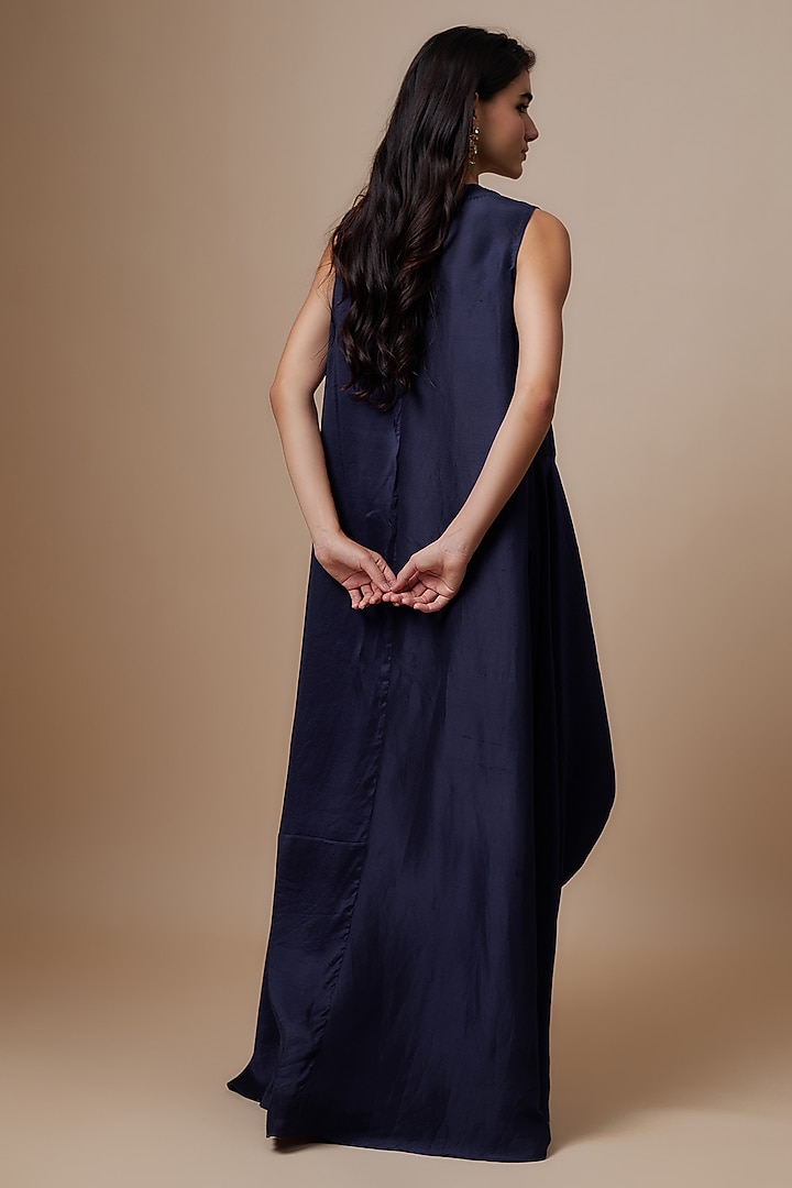 Purple Silk Zari Embroidered Flowy Maxi Cocktail Dress by Jayanti Reddy at Pernia's Pop Up Shop