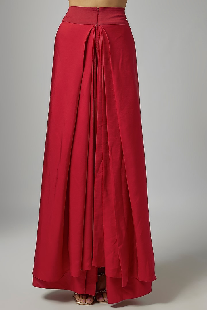 Red Silk Embroidered Cape Set by Jayanti Reddy at Pernia's Pop Up Shop