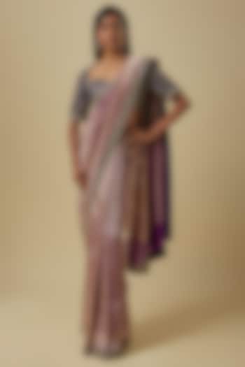 Purple Banarasi Bridal Saree Set by Jayanti Reddy at Pernia's Pop Up Shop