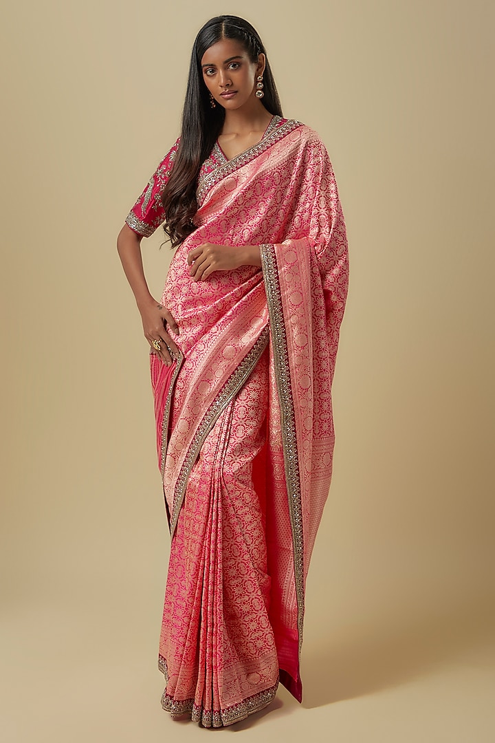 Pink Banarasi Bridal Saree Set by Jayanti Reddy at Pernia's Pop Up Shop
