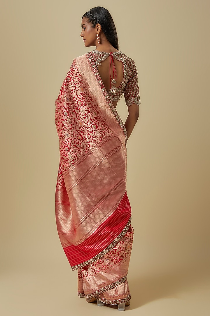 Red Banarasi Bridal Saree Set by Jayanti Reddy at Pernia's Pop Up Shop