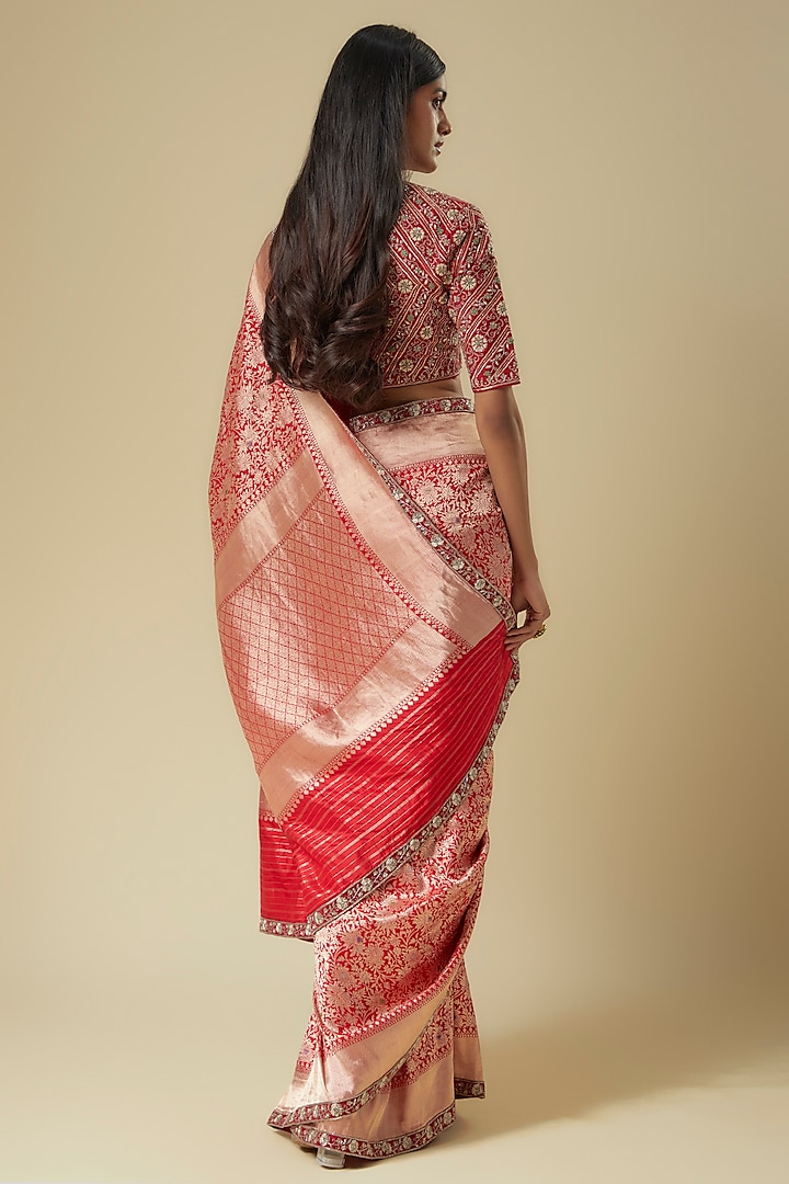 Red Banarasi Bridal Saree Set by Jayanti Reddy at Pernia's Pop Up Shop