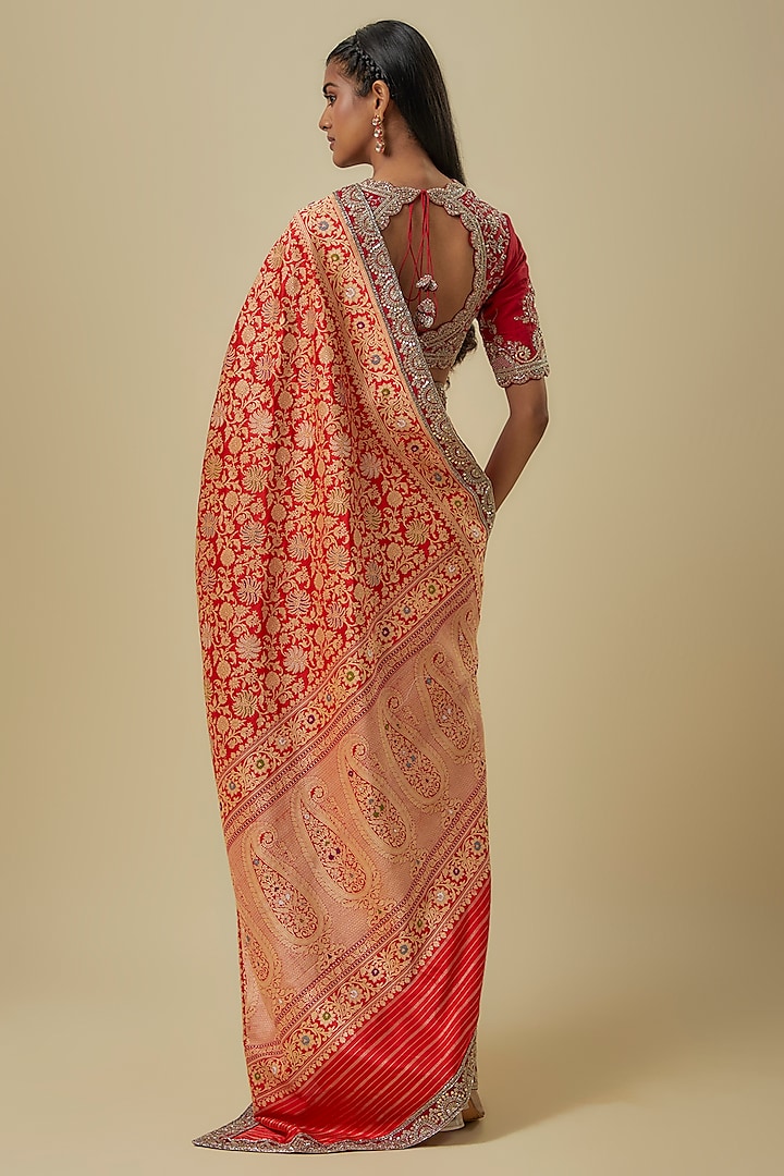 Red Banarasi Bridal Saree Set by Jayanti Reddy at Pernia's Pop Up Shop