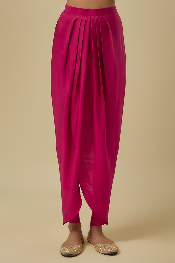 Pink Silk Zardosi Embroidered Tunic Set by Jayanti Reddy at Pernia's Pop Up Shop