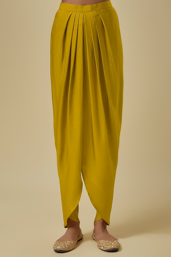 Yellow Silk Zardosi Embroidered Tunic Set by Jayanti Reddy at Pernia's Pop Up Shop