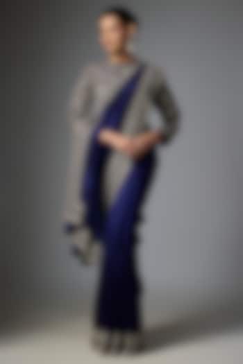 Purple Silk Embroidered Bridal Saree Set by Jayanti Reddy at Pernia's Pop Up Shop