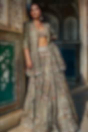 Beige Georgette Hand Embroidered Jacket Bridal Lehenga Set by Jayanti Reddy at Pernia's Pop Up Shop