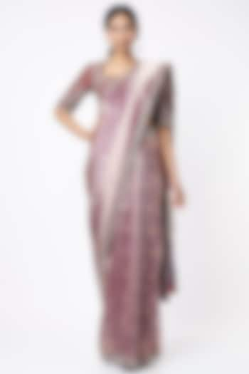 Purple Banarasi Saree Set by Jayanti Reddy at Pernia's Pop Up Shop