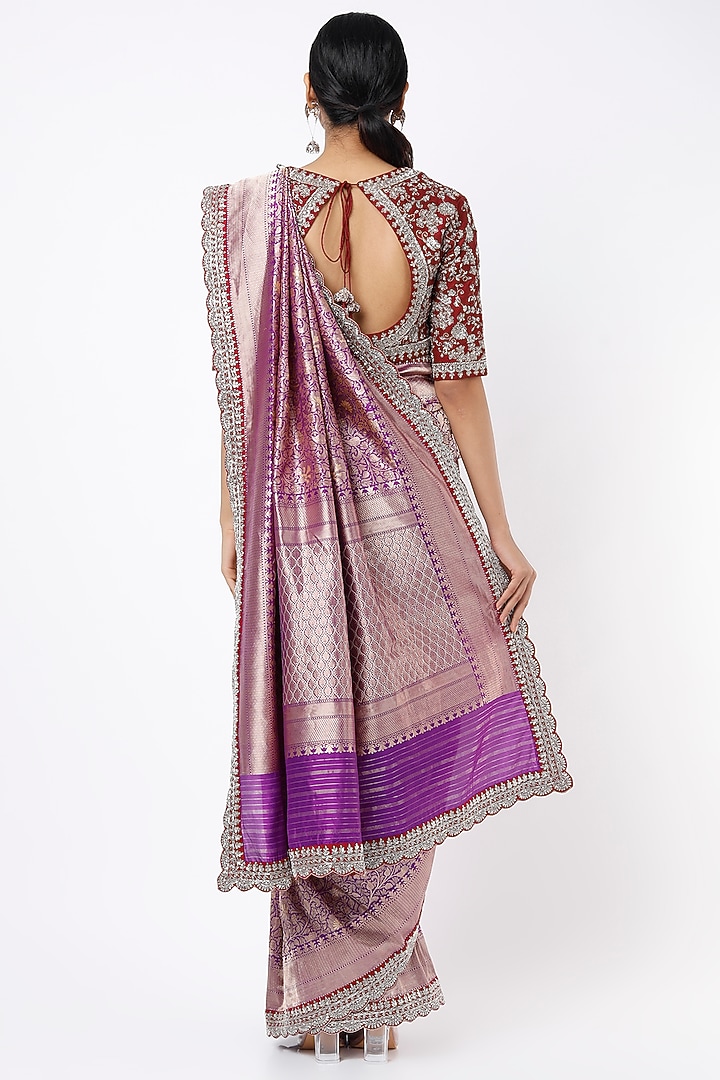 Purple Banarasi Bridal Saree Set by Jayanti Reddy at Pernia's Pop Up Shop