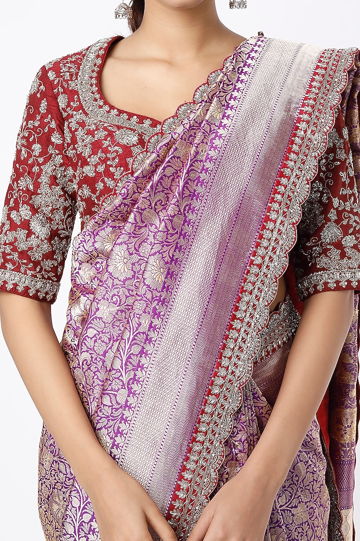 Purple Banarasi Bridal Saree Set by Jayanti Reddy at Pernia's Pop Up Shop