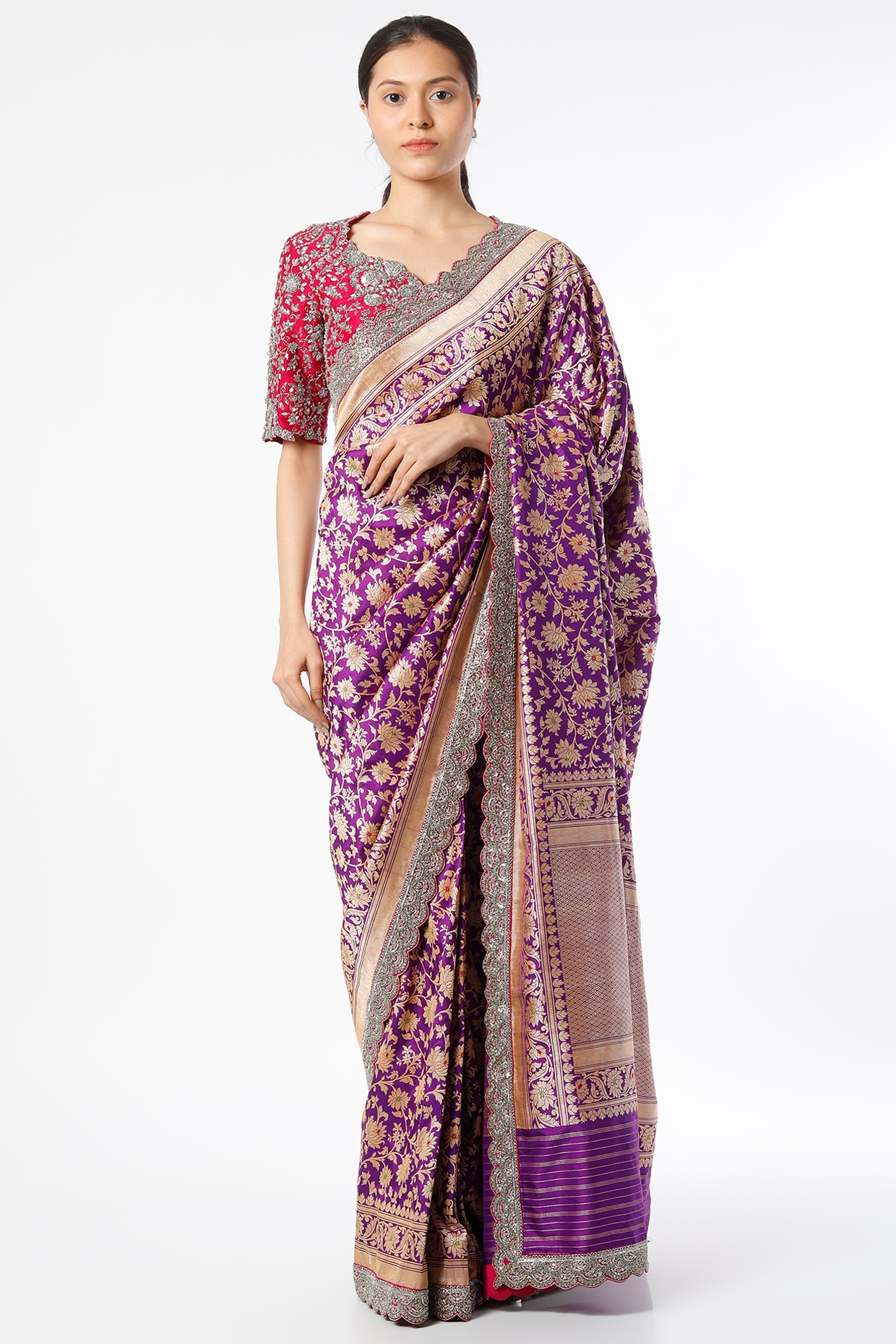 Buy Purple Silk Embroidered Floral Saree With Blouse For Women by JAYANTI  REDDY Online at Aza Fashions.