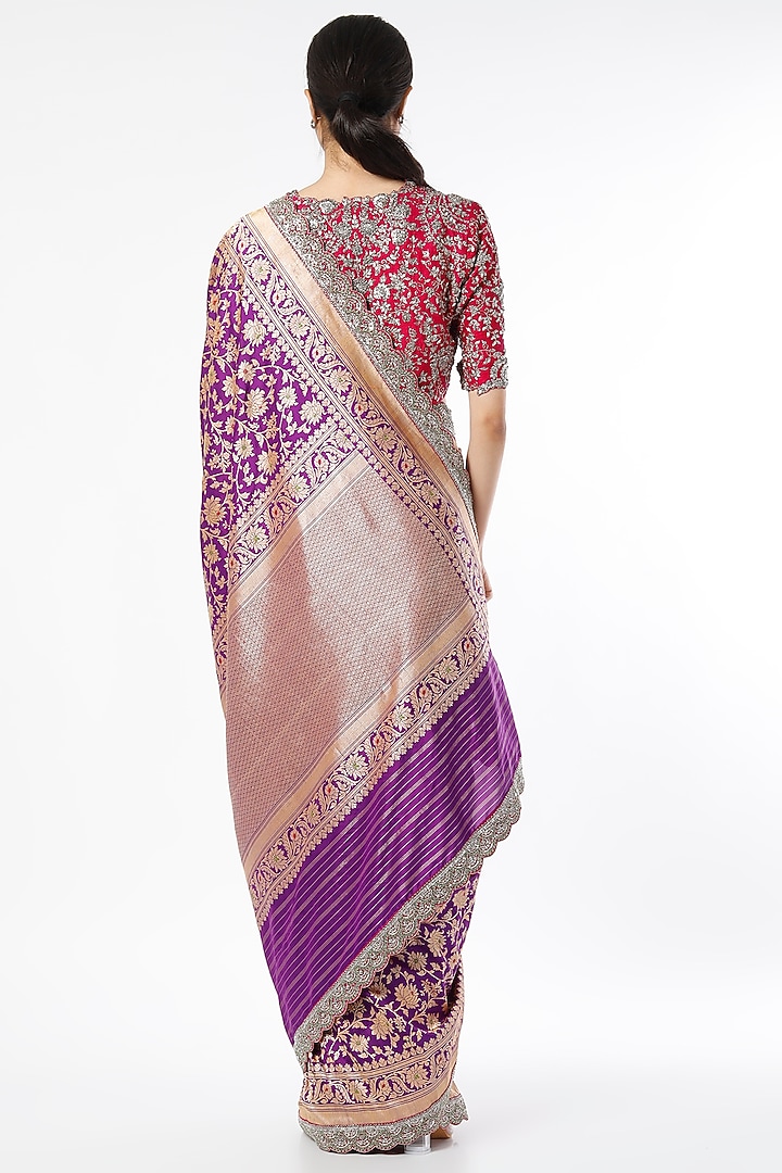 Purple Banarasi Bridal Saree Set by Jayanti Reddy at Pernia's Pop Up Shop
