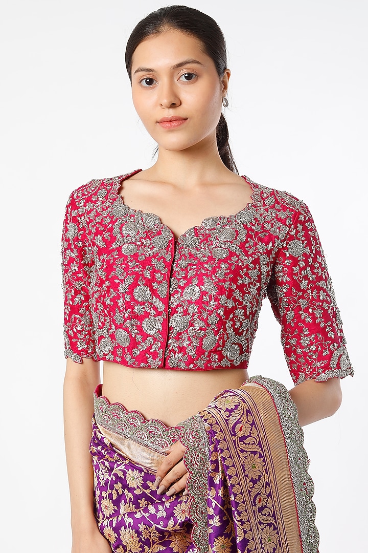 Purple Banarasi Bridal Saree Set by Jayanti Reddy at Pernia's Pop Up Shop