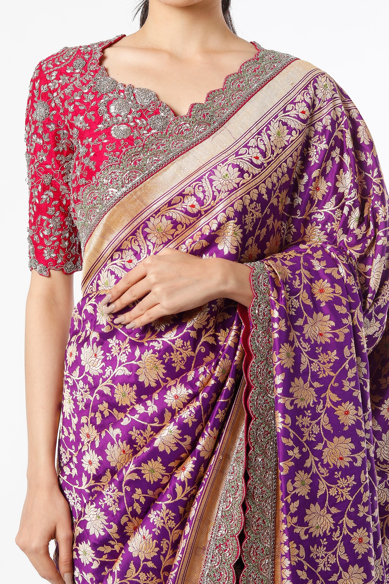 Buy Purple Embroidered Saree With A Blouse by Designer JAYANTI REDDY Online  at Ogaan.com