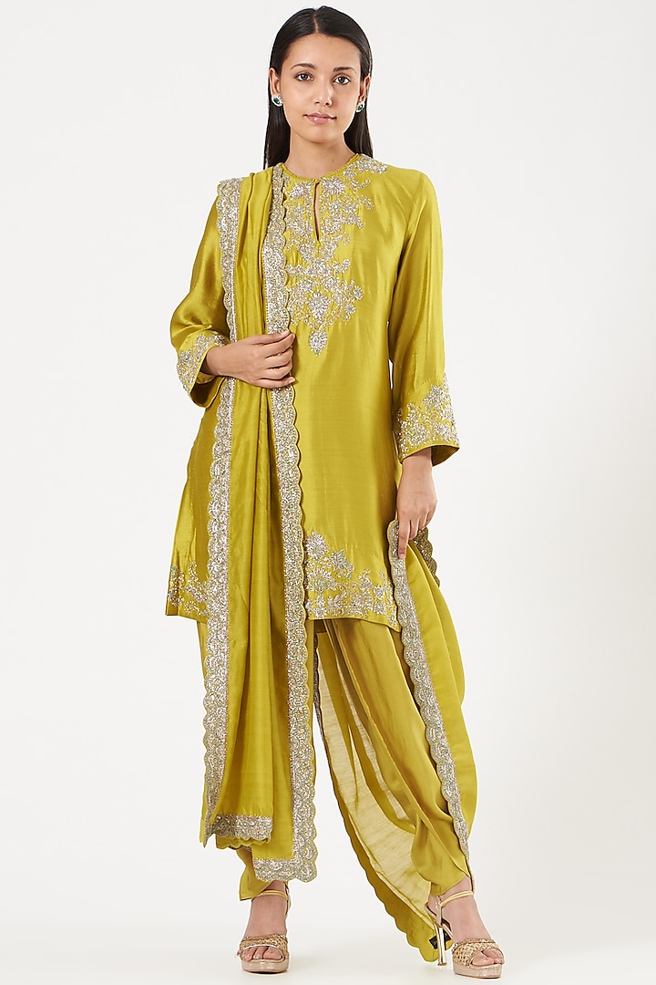 Mustard Embroidered Tunic Set by Jayanti Reddy