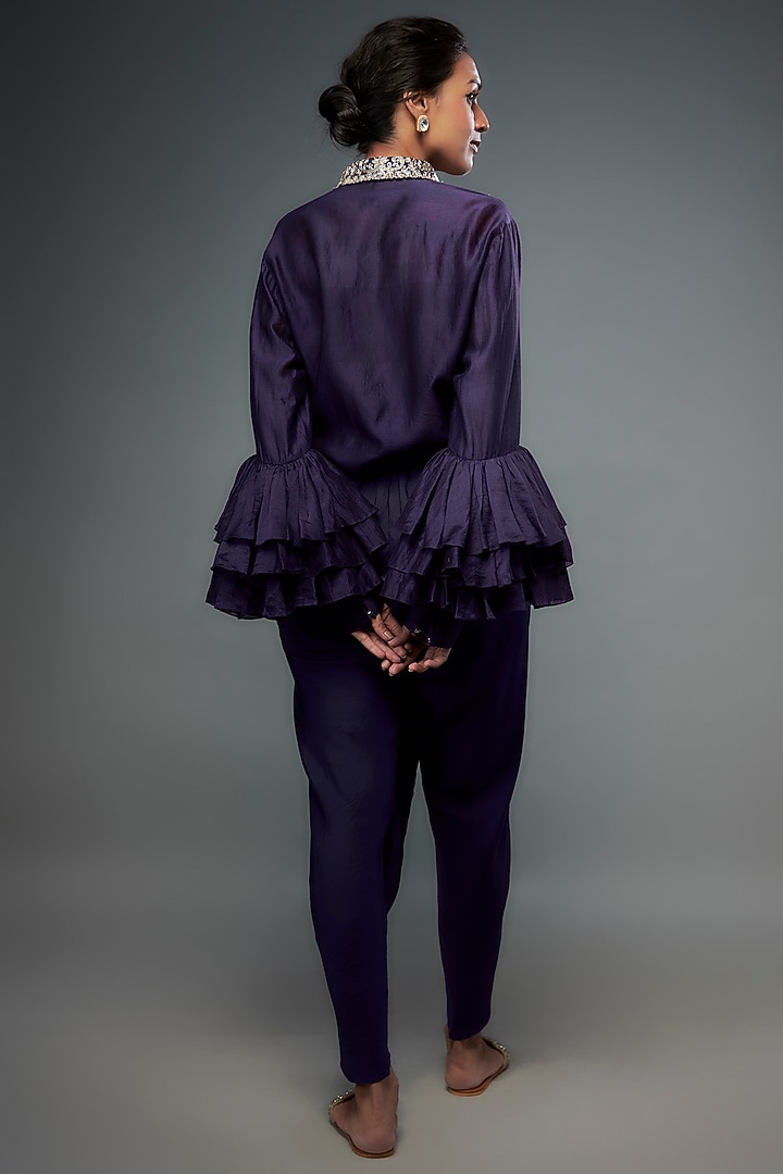 Purple Silk Dhoti Set by Jayanti Reddy at Pernia's Pop Up Shop