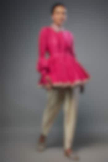 Beige Silk Dhoti Set by Jayanti Reddy at Pernia's Pop Up Shop