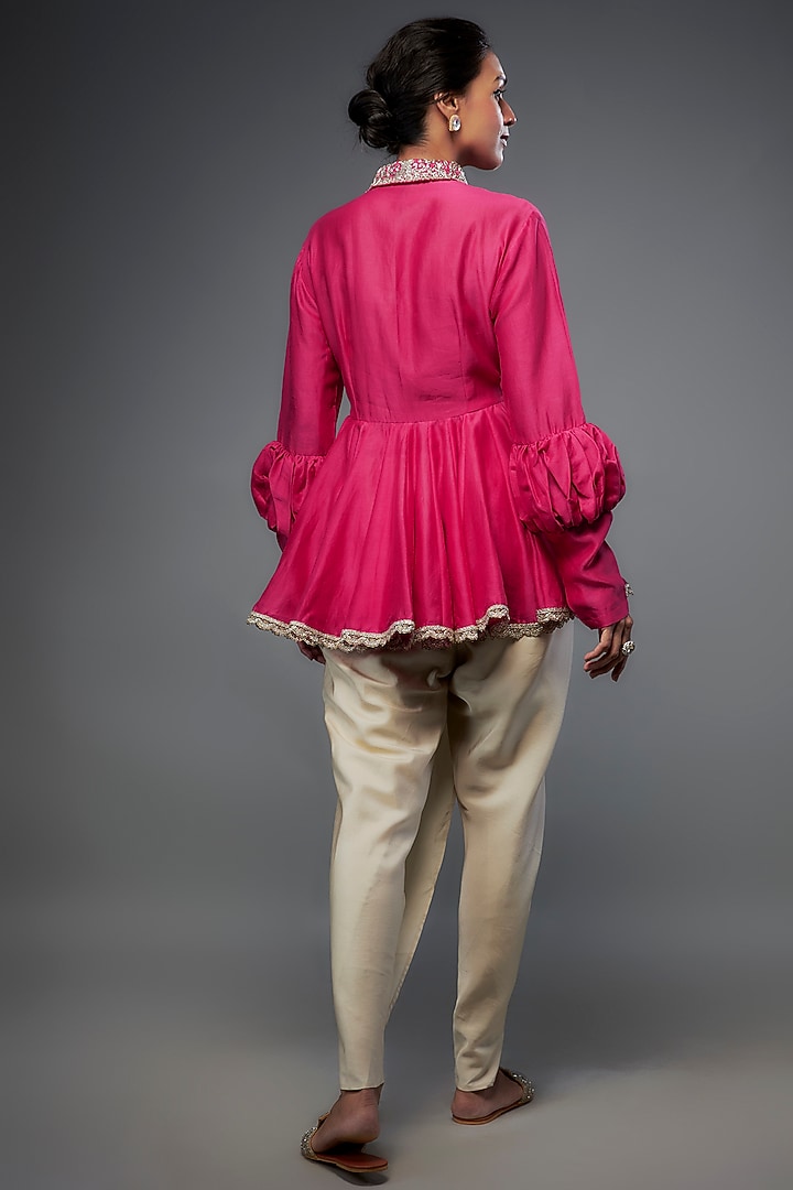Beige Silk Dhoti Set by Jayanti Reddy at Pernia's Pop Up Shop