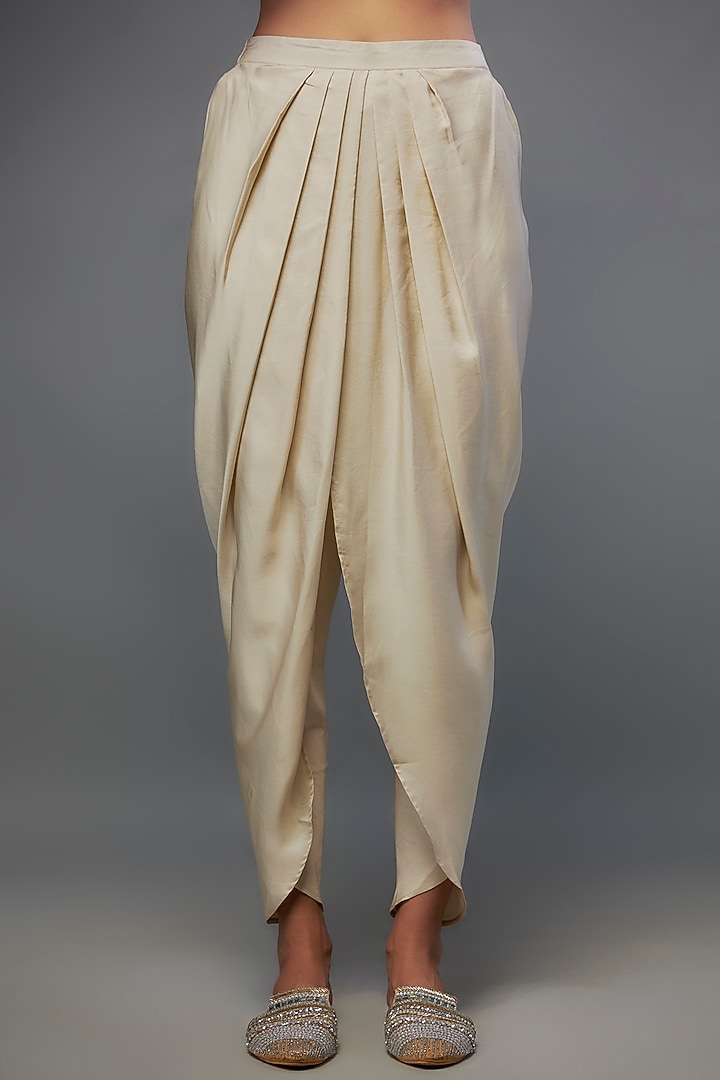 Beige Silk Dhoti Set by Jayanti Reddy at Pernia's Pop Up Shop
