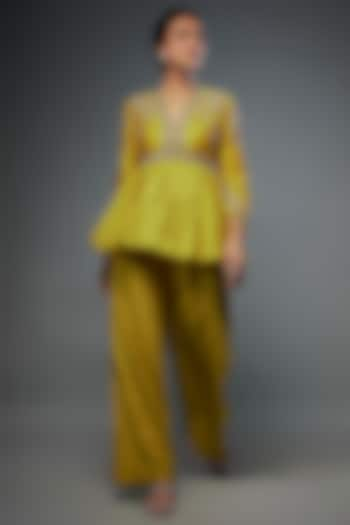 Yellow Silk Palazzo Pant Set by Jayanti Reddy at Pernia's Pop Up Shop