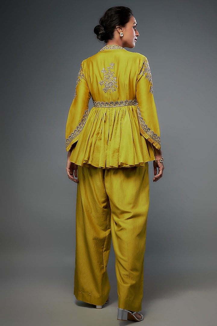 Yellow Silk Palazzo Pant Set by Jayanti Reddy at Pernia's Pop Up Shop