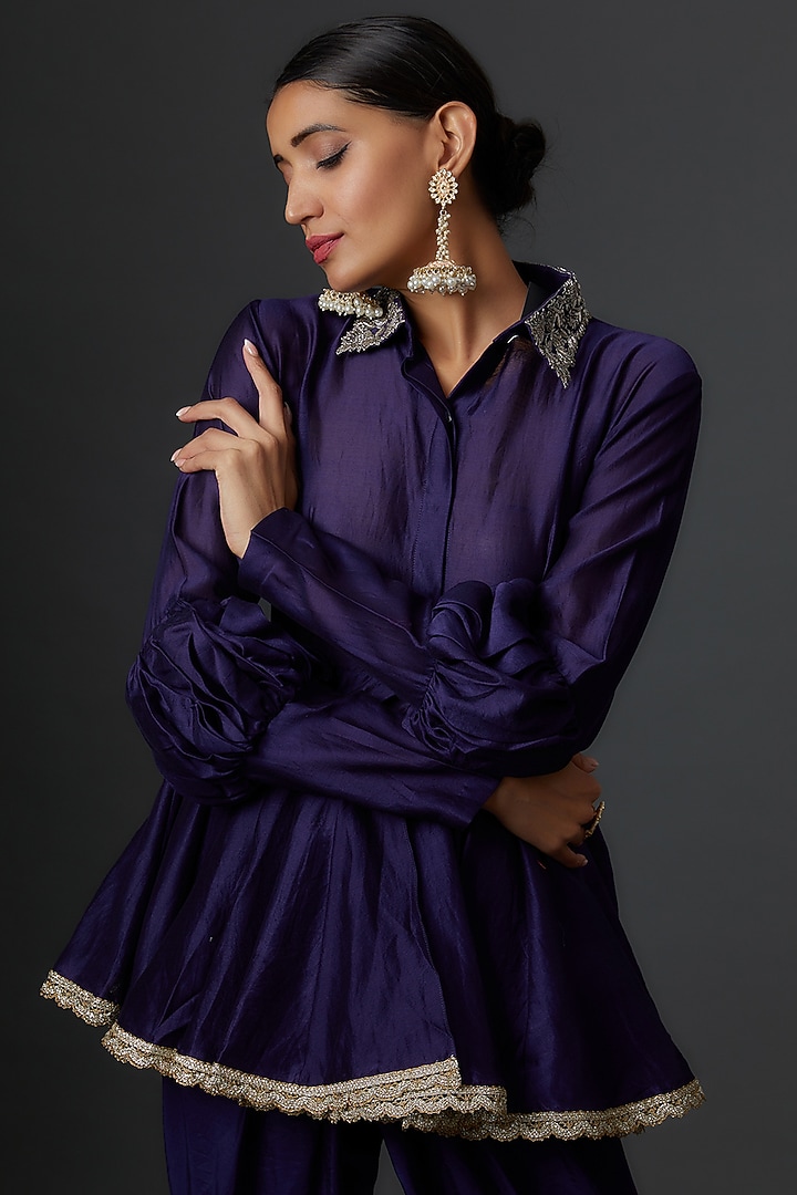 Purple Silk Dhoti Set by Jayanti Reddy at Pernia's Pop Up Shop