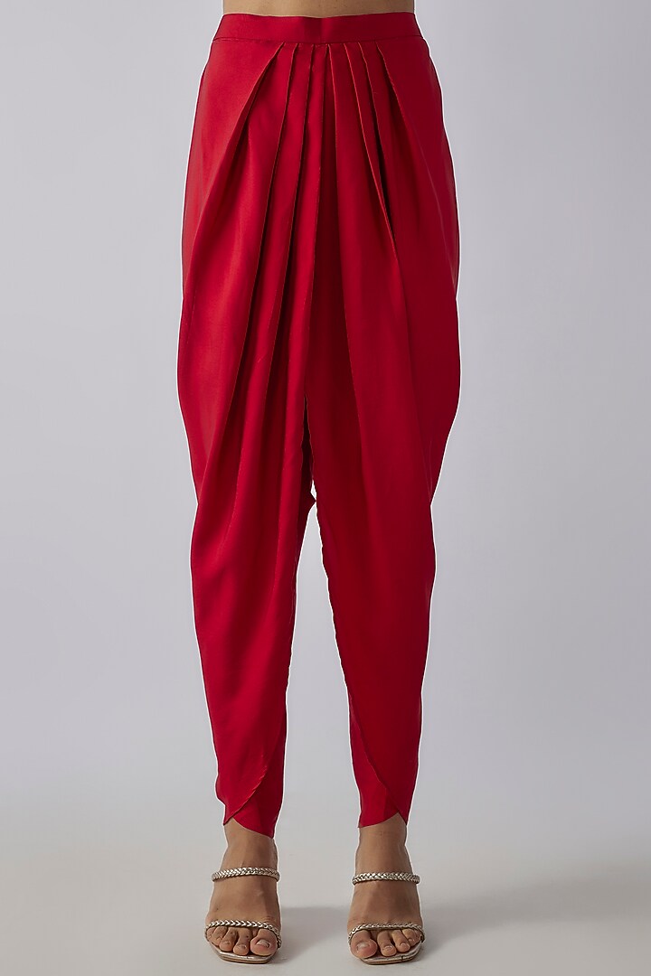 Red Silk Zardosi Embroidered Cape Set by Jayanti Reddy at Pernia's Pop Up Shop