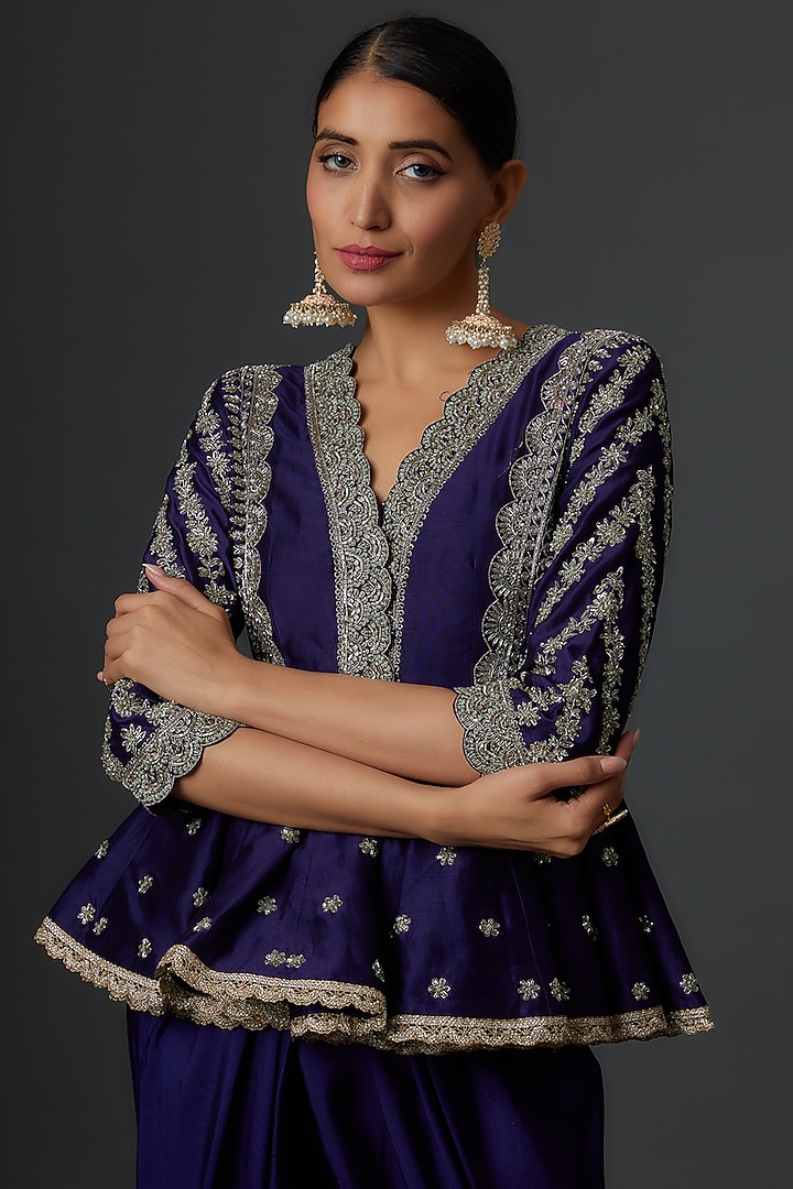 Purple Silk Dhoti Set by Jayanti Reddy at Pernia's Pop Up Shop