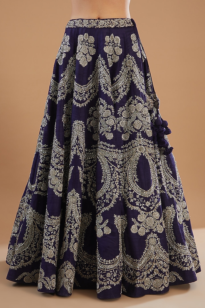 Purple Silk Embroidered Bridal Lehenga Set by Jayanti Reddy at Pernia's Pop Up Shop