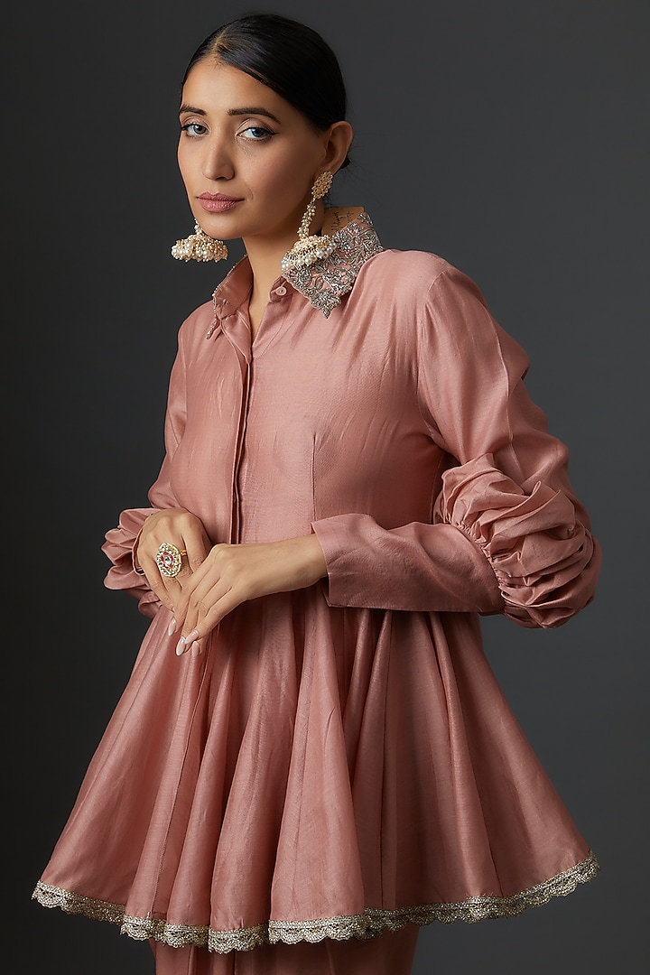 Peach Silk Dhoti Set by Jayanti Reddy at Pernia's Pop Up Shop