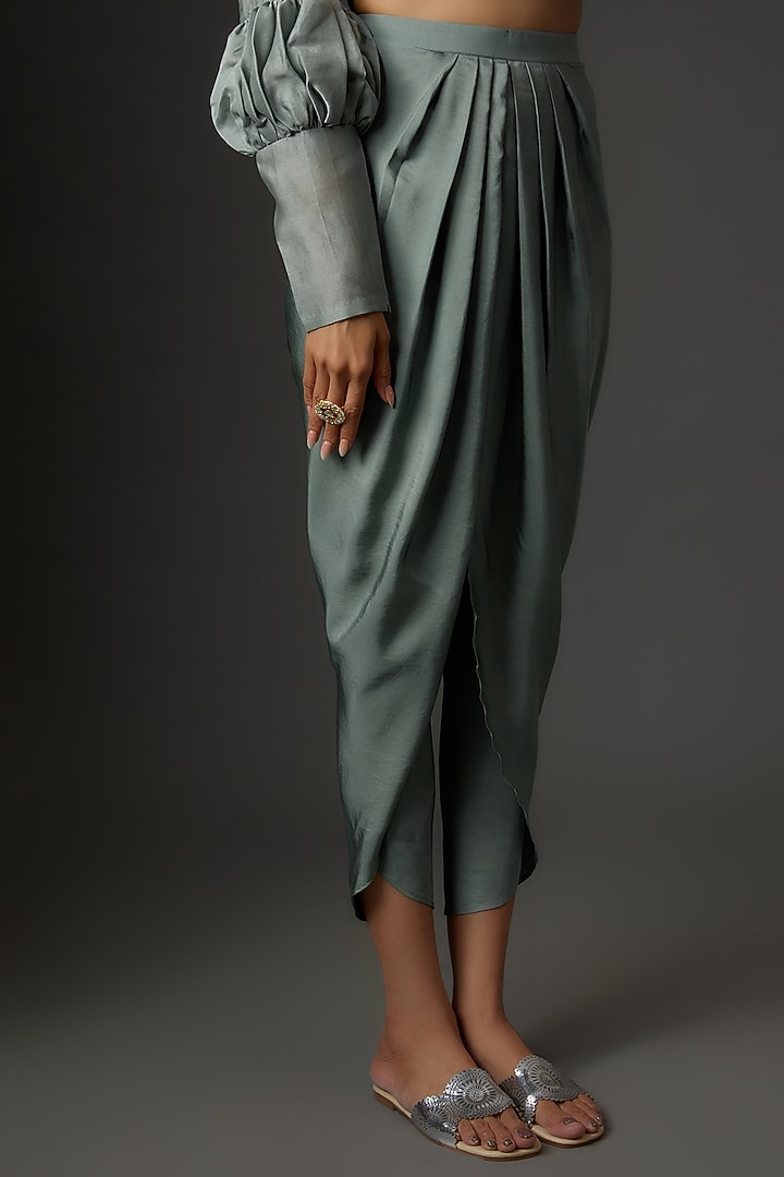 Tea Blue Silk Dhoti Set by Jayanti Reddy at Pernia's Pop Up Shop