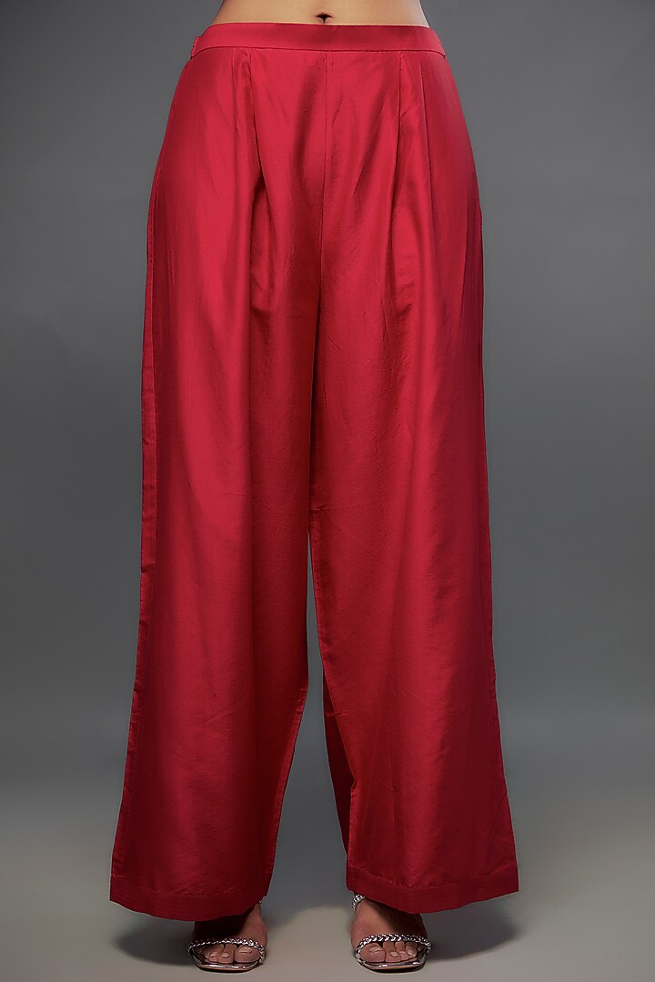 Red Silk Palazzo Pant Set by Jayanti Reddy at Pernia's Pop Up Shop