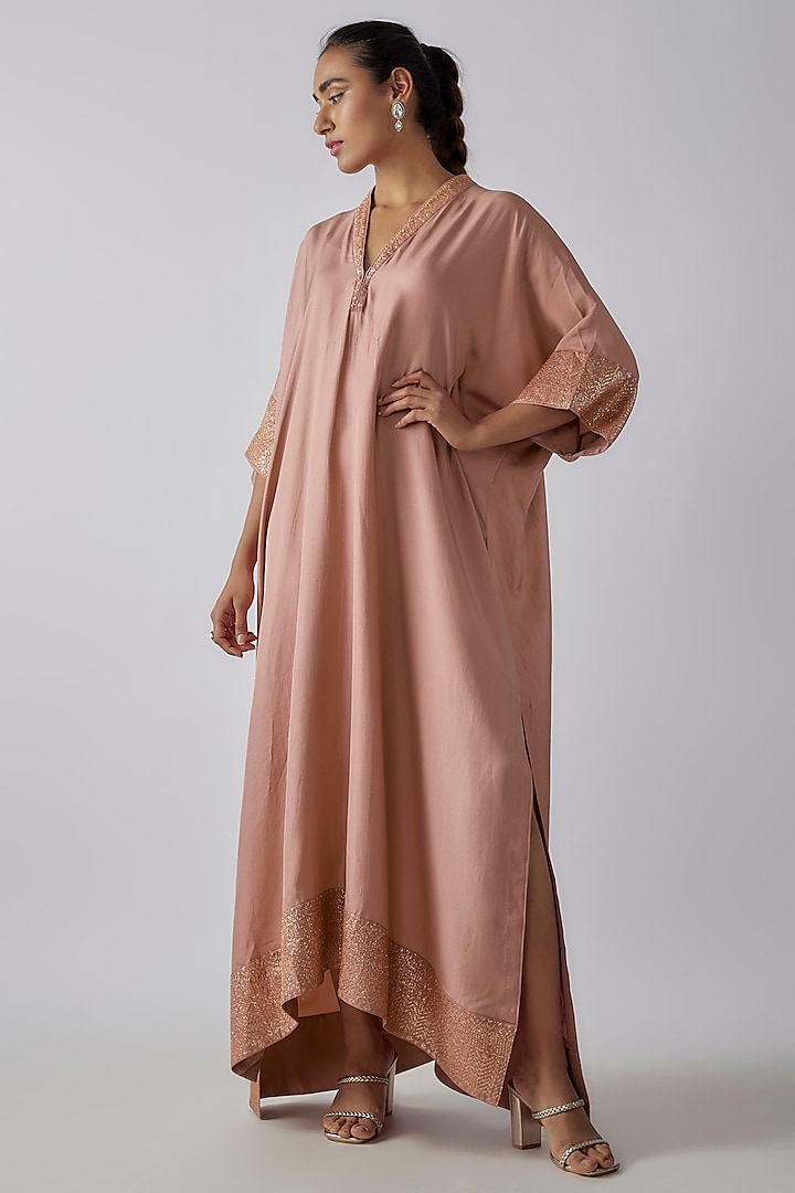 Peach Silk Kaftan by Jayanti Reddy at Pernia's Pop Up Shop