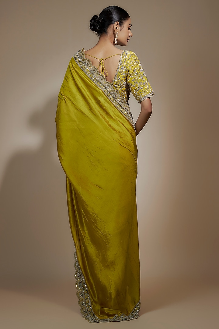Mustard Yellow Silk Zari Embroidered Bridal Saree Set by Jayanti Reddy at Pernia's Pop Up Shop