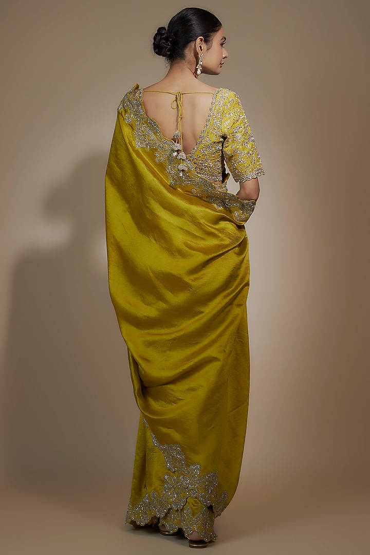 Mustard Yellow Silk Zari Embroidered Bridal Saree Set by Jayanti Reddy at Pernia's Pop Up Shop