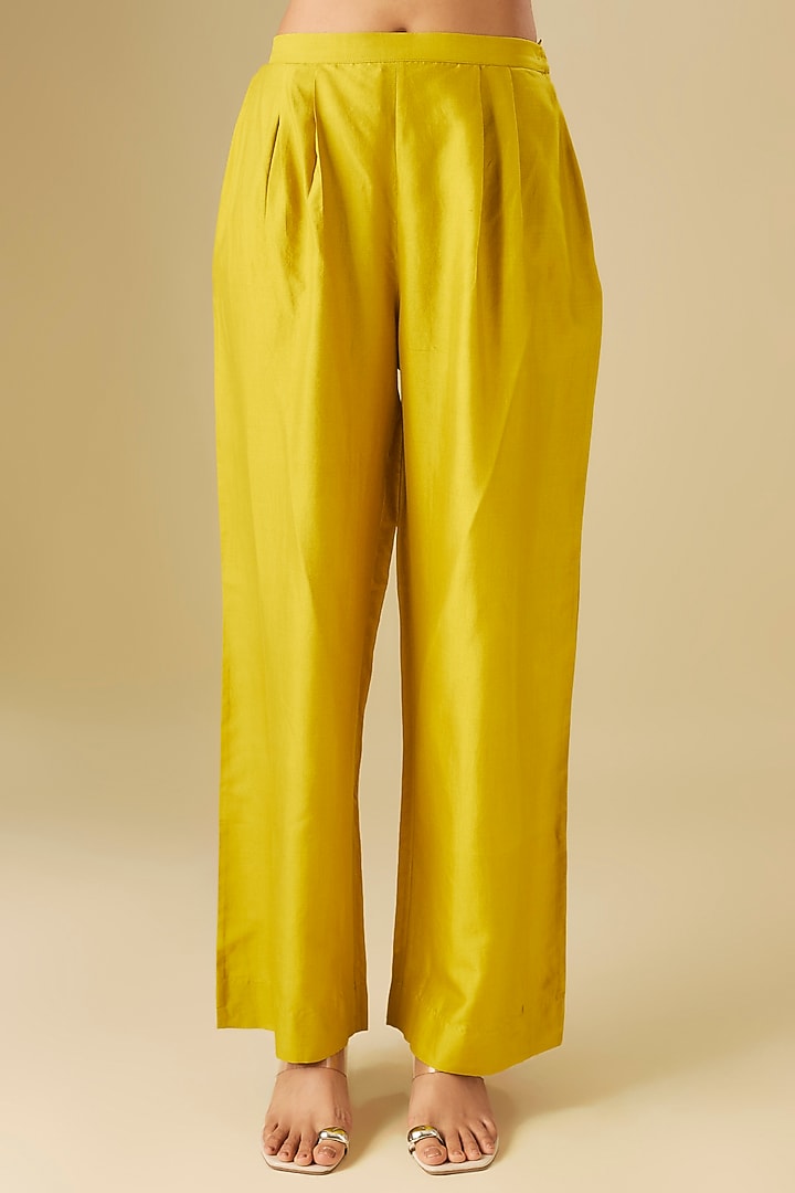 Mustard Silk Zardosi Embroidered Kaftan Set by Jayanti Reddy at Pernia's Pop Up Shop