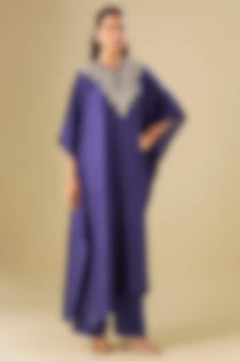 Purple Silk Zardosi Embroidered Kaftan Set by Jayanti Reddy at Pernia's Pop Up Shop