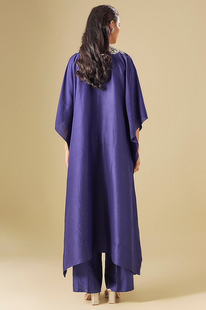 Purple Silk Zardosi Embroidered Kaftan Set by Jayanti Reddy at Pernia's Pop Up Shop