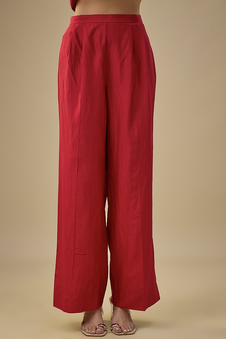 Red Silk Zardosi Embroidered Kaftan Set by Jayanti Reddy at Pernia's Pop Up Shop